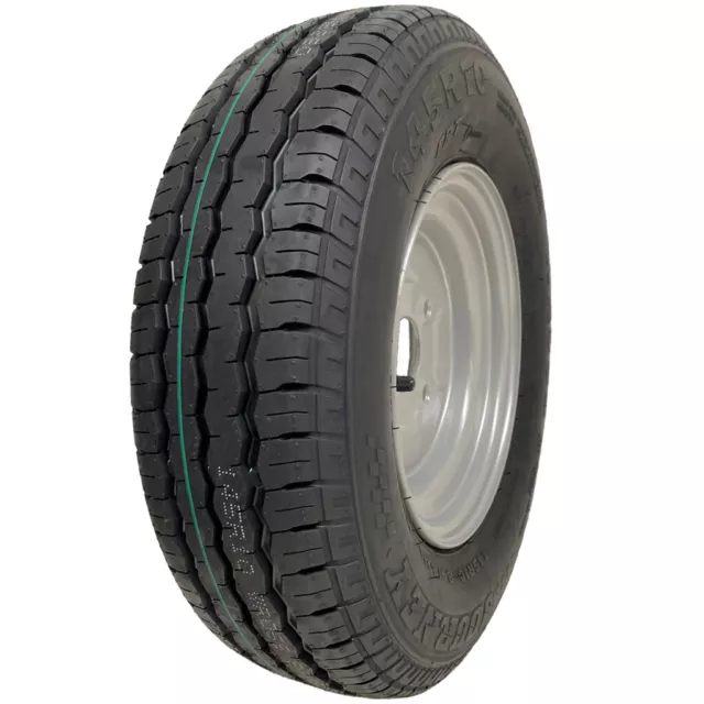 145R10 Trailer Wheel, Tyre 10" 500kgs 84/82N 4 stud 4 Inch PCD E-Mark Road Legal