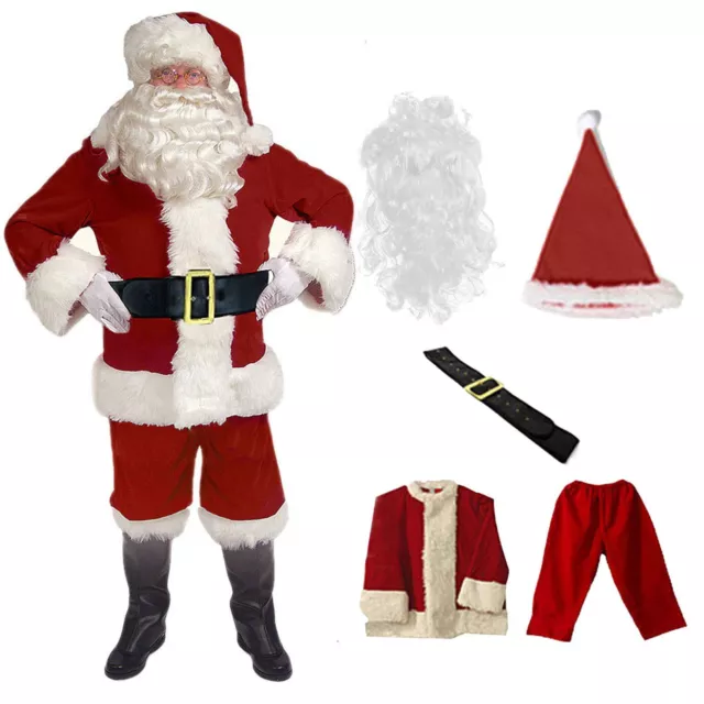 Santa Claus Adult Suit Mens Deluxe Father Christmas Xmas Fancy Dress Costume
