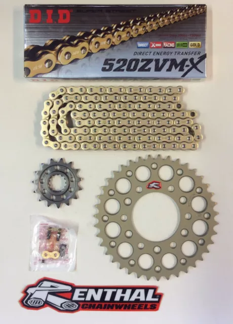 DID Gold 520 Pitch Chain & Renthal Sprocket Kit Kawasaki ZX10R 04-18 Race Track