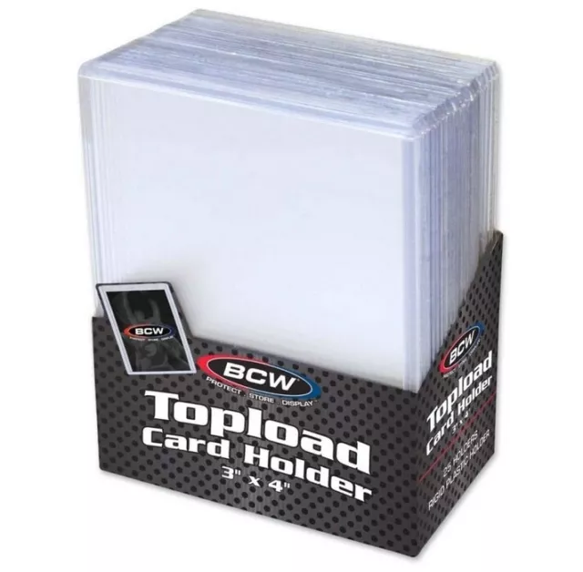 1 Case (1000) BCW 3 x 4 Toploader Sports Card Holders 12 mil Standard Size