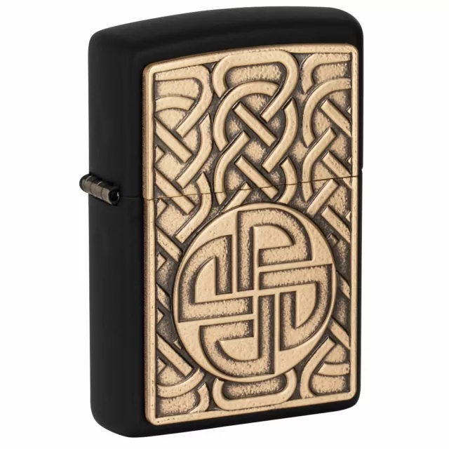 Zippo Norse Emblem Design Black Matte Windproof Pocket Lighter, 49538