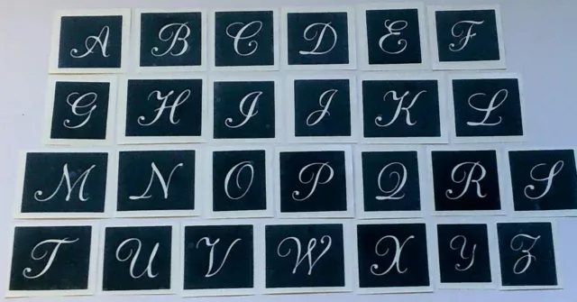 10 x kleine Alphabet Großbuchstabe Schablone zum Ätzen Glas Pick Buchstabe 1 Zoll hoch