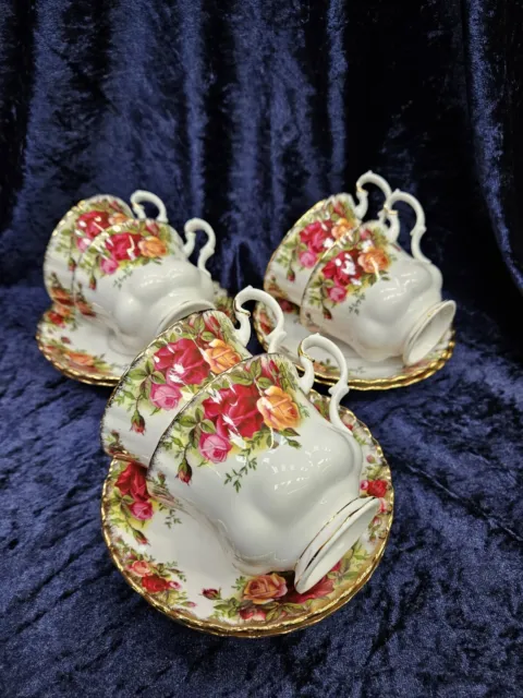 Vintage Royal Albert Old Country Roses Set Of 6 Tea Cups And Saucers ( # 1 )