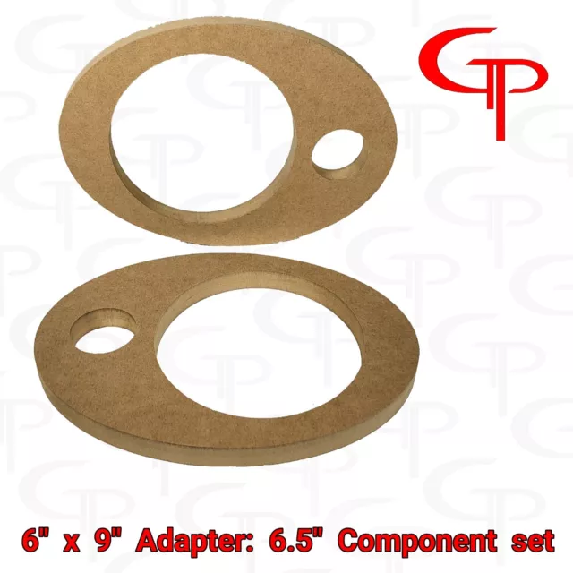 1 Pair 6" x 9"  MDF Speaker Ring Adapter 6.5" component set SPEAKER MOUNT Spacer