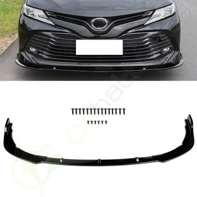 Fits 2019-2020 Toyota Camry LE Style Front Bumper Lip Glossy Black