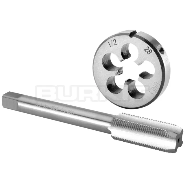 1/2"-28 UNEF Tap and Die Set Right Hand, 1/2 x 28 UNEF Thread Tap and Round Die