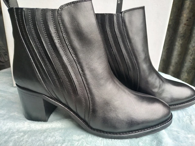 BOOTS FEMME BOTTES BOTTINES Ado marque Castaluna 40 cuir noir neuves talon haut