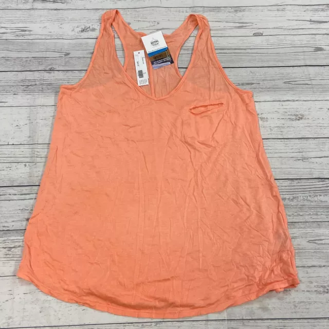 LA Made Orange Boyfriend Tank Top Women Size M NEW Made In USA Breast Pocket