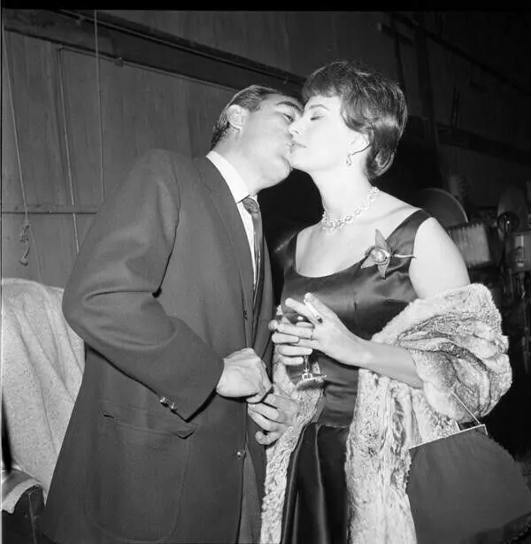 Anthony Quinn kissing Sophia Loren 1950's Original 2.25 x 2.25 Camera Negative