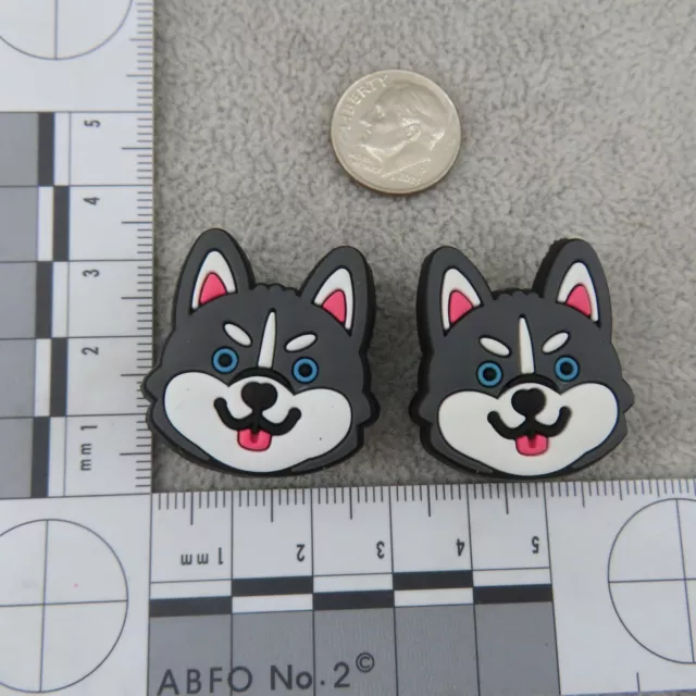 SIBERIAN HUSKY Dog Shoe Charms for Crocs Wristbands Set Lot 2 Kawaii Puppy Face 3