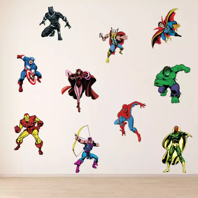 FULL SET Marvel Avengers Vintage Kids Boys Girls Bedroom Vinyl Wall Art Stickers
