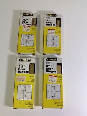 Stanley Brass Plated Hinge 4 Sets Rounded Corners 3 1/2" New  Door Hardware