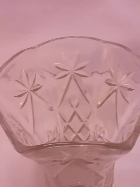 Anchor Hocking Star of David  Large Hexagon Clear Glass Vase 10 1/4" EAPG  S9921 3