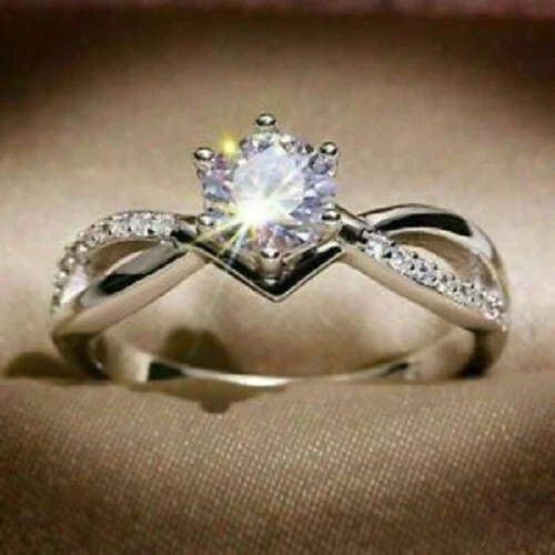 1.65Ct Round Cut Lab-Created Engagement & Wedding Ring Gift Real 14K White Gold