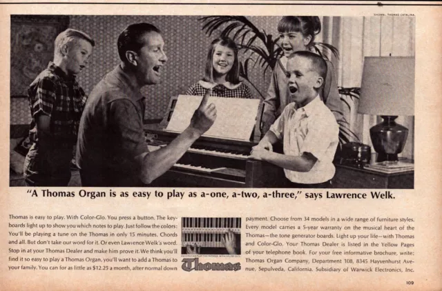 Thomas Organ Lawrence Welk with Children Singing 1965 Vintage Print Ad-C-1.2