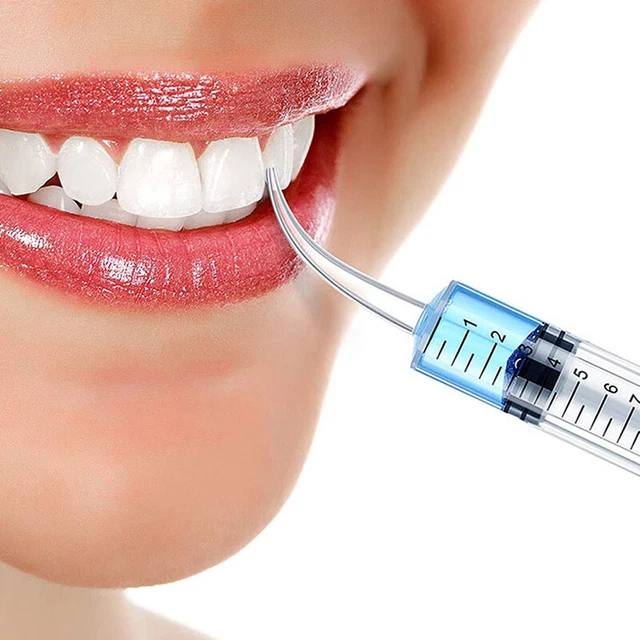 2pcs Clear Disposable Dental Irrigation Syringe With Curved Tip Dental Kit 12 ba