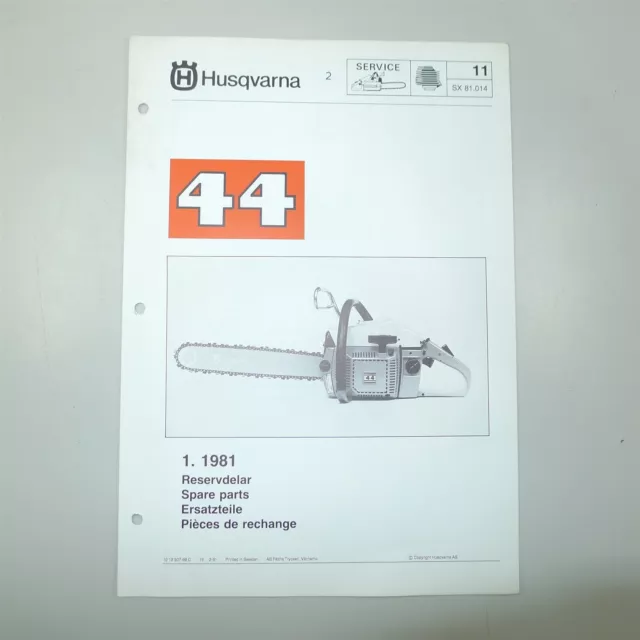 IPL PARTS LIST Manual Husqvarna Chainsaw You Pick Model 12.99