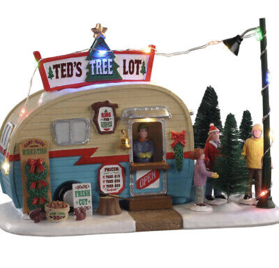 Lemax TED'S TREE LOT Lighted Xmas Stand -Holiday Village Winter Carnival