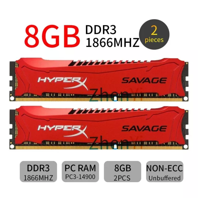 16GB 2x 8GB 1866MHz DDR3 PC3-14900 240Pin Desktop Memory SDRAM HyperX SAVAGE BT