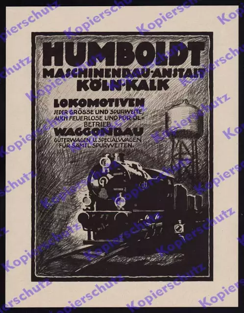 orig. Reklame Humboldt Maschinenbau-Anstalt Lokomotive Reichsbahn Köln-Kalk 1925