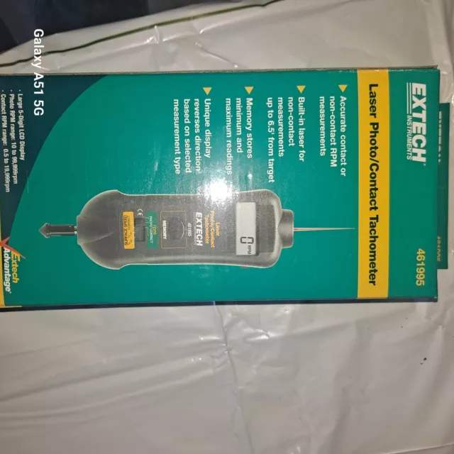 Extech - 461995 -Laser Photo/ Contact Tachometer - Contact/ Non-Contact Rpm -Led