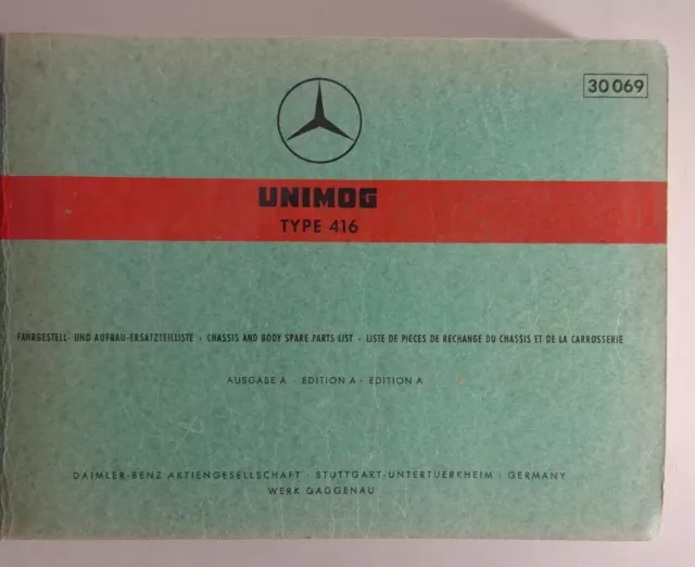 Catalogue des Pièces / Liste de Rechange Mercedes-Benz Unimog Type 416 Stand 07/
