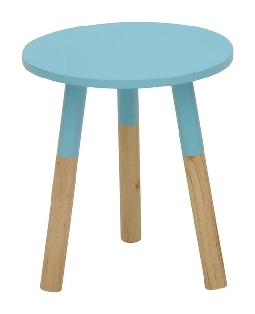 Moderno Bandeja Diseño Mesa Auxiliar Azul Con Teillakierten Pies Ø 35CM