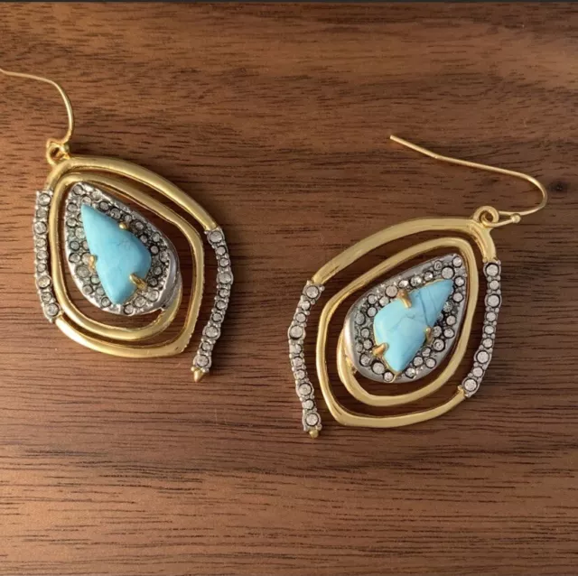 Alexis Bittar Roxbury Spiral  Orbiting Crystal Turquoise Earrings