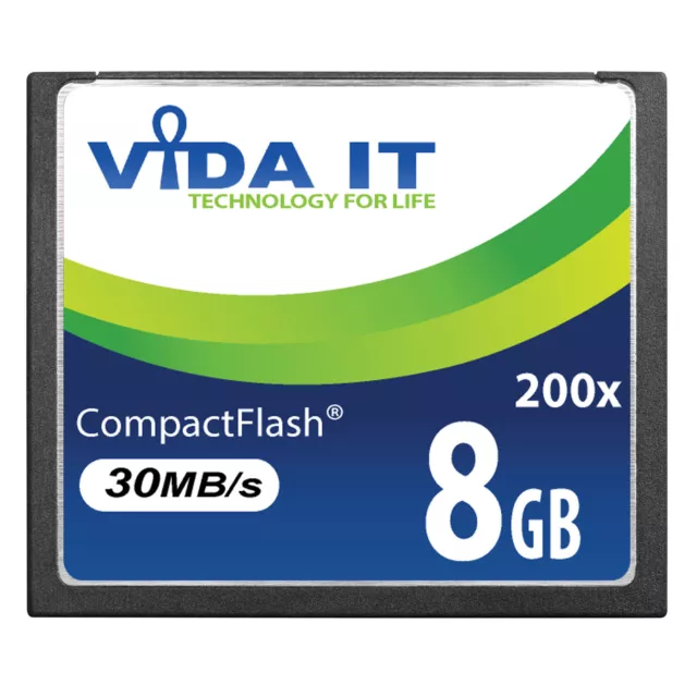 VIDA IT 8GB Scheda di Memoria CF Compact Flash 200X 30MB/s Per Foto Camere SLR