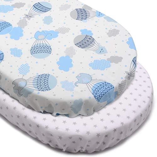PEKITAS Lot 2 Draps Housses Bébé 75x33cm/72x32cm/70x30cm Réglable pour Matela...