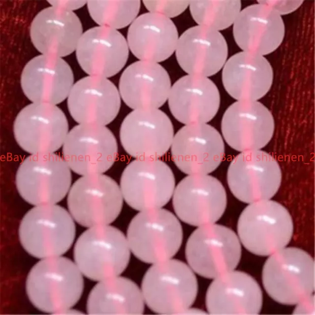 Echter Natürlicher 8mm Rose Pink Jade Edelstein Glatte Runde Lose Perlen 15"