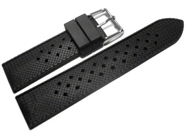 Uhrenarmband Kautschuk Silikon Carbon Optik schwarz 18mm 20mm 22mm 24mm