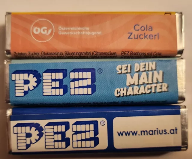 (3) Different Pez Promotional Candy Packs Ad Advertising Promo Euro*MINT/NEW*