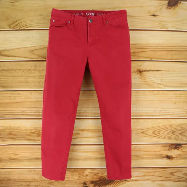 Apt. 9 Skinny Leg Jeans Modern Fit Mid Rise Womens Size 8 Red Cotton Blend Denim