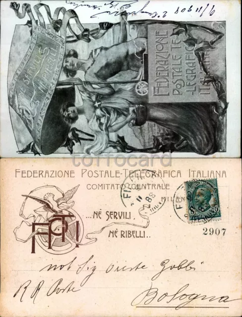 Liberty Art Nouveau-Federazione Postale Telegrafica Italiana Milano-C14-122