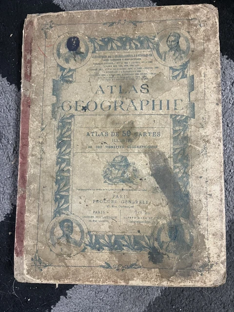 Ancien jouet atlas géographique - Puzzle bois - Années 50