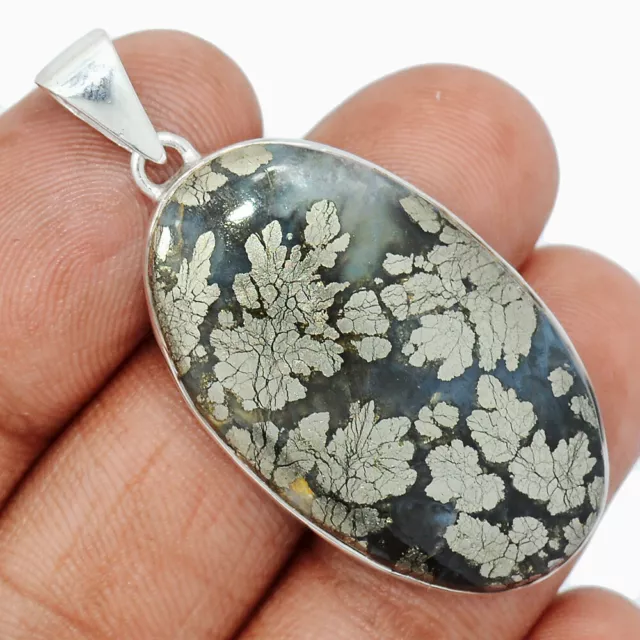 Natural Pyrite In Agate 925 Sterling Silver Pendant Jewelry CP18250