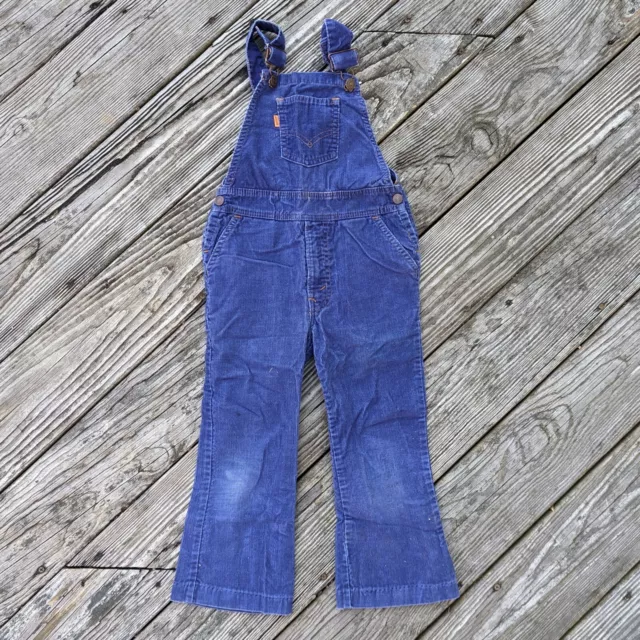 Vtg 70s 80s Levi's Kids Blue Corduroy Bib Overalls Size 6 Juvenile Kids