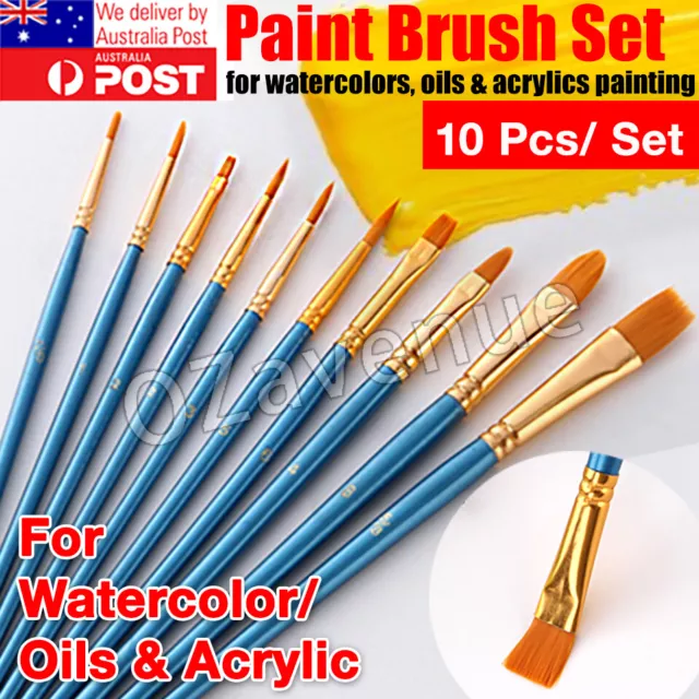 10x Artist Paint Brushes Kit Watercolour Acrylic Oil Painting Face Paints Craft