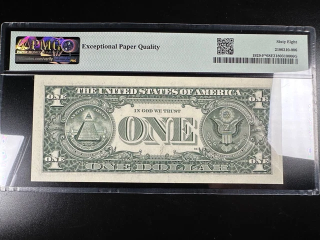 Superb Gem Graded PMG 68 EPQ Star Federal Reserve Note fr 1929-f* 5