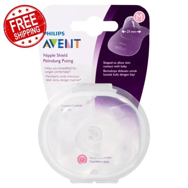 Avent Nipple Shield Medium Shaped Soft Ultra-Thin Silicone Comfortable 2 Pack