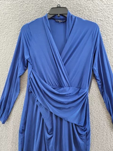 Rachel Rachel Roy Faux Wrap Midi Wrap Dress Women's XL Cobalt V-Neck Long Sleeve 2