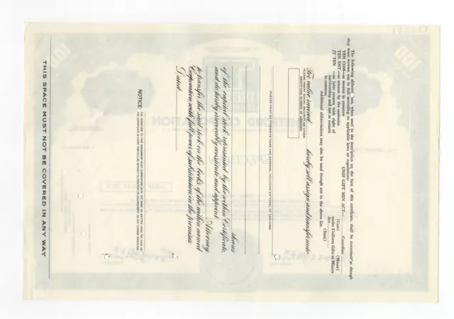 SPECIMEN - Thetford Corporation Stock Certificate 2