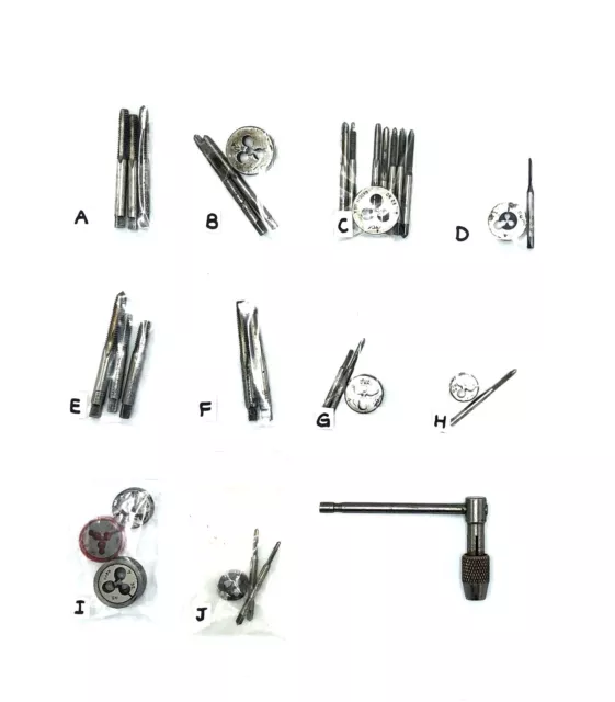 TAPS & DIES (33 PCS) Assorted Brands & Sizes Includes Tap Handle Wrench.