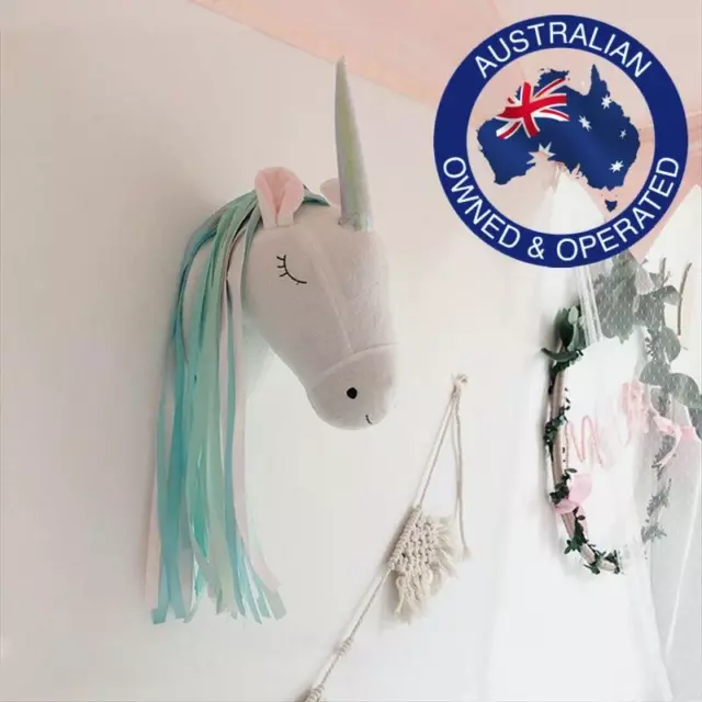 Soft Unicorn Stuffed Head Wall Hanging Decoration Accessory Kids Baby Nursery