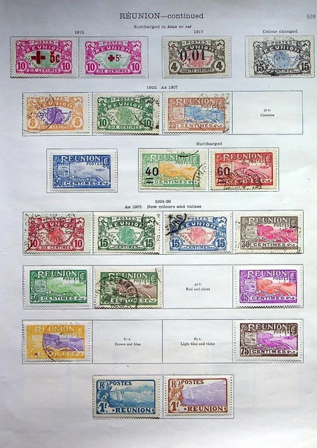 REUNION: 1915-1933 Examples - Ex-Old Time Collection - 2 Sides Page (56998)