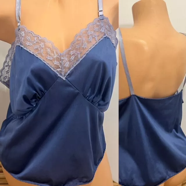 VINTAGE CAMISOLE SILKY nylon & lace HAND DYED sz 44