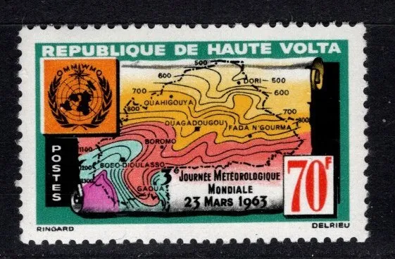 Burkina Faso, Sc #0107, MNH, 1962, WEATHER MAP, Meteorology, UN EMBLEM