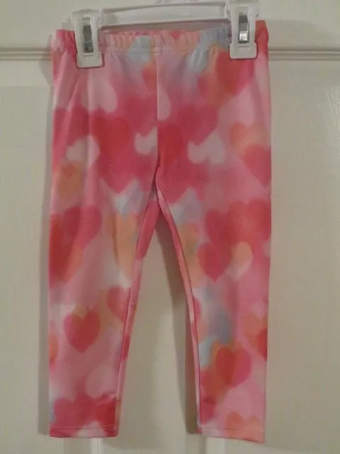 New Jumping Beans Toddler Girl Leggings Pastel Multi-Colored Heart 2T, 3T