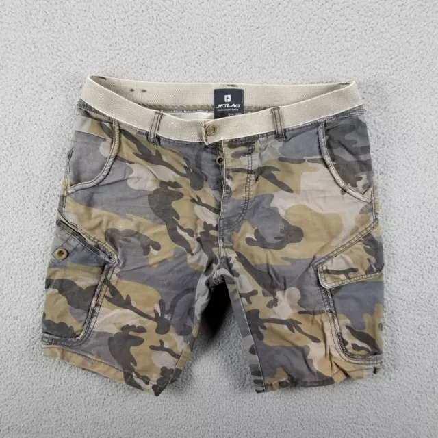 Jet Lag Shorts 34 Pockets Cotton Utility Camo 10” Inseam * Needs Repair Hole*